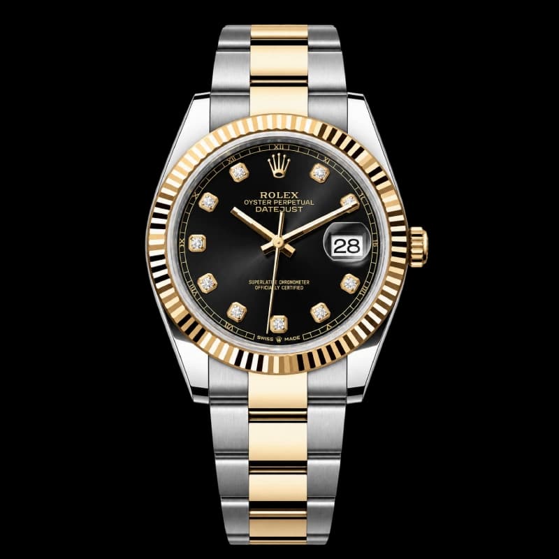 رولکس Datejust 41 مشکی نگیندار دو رنگ | رفرنس M126333-0005