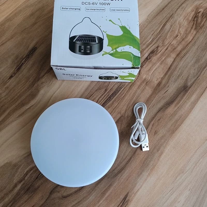 چراغ کمپینگ شارژی/خورشیدی مدل DC5-6V 100W (سولار) — تصویر ۳