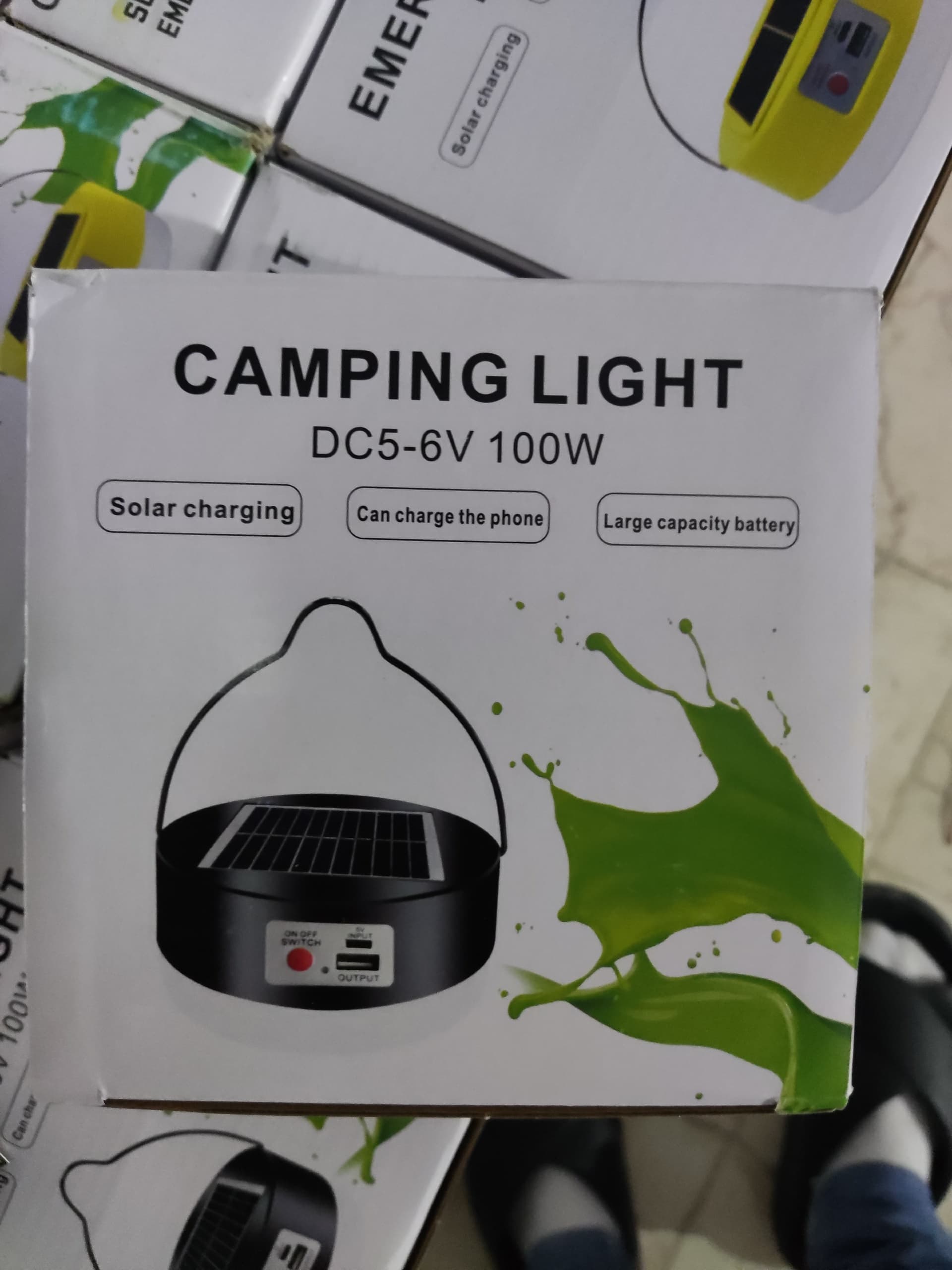 چراغ کمپینگ شارژی/خورشیدی مدل DC5-6V 100W (سولار) — تصویر ۵