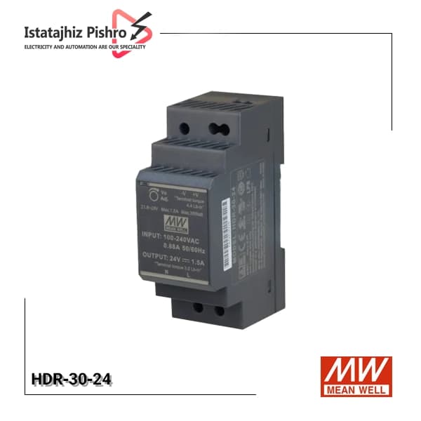 منبع تغذیه ۲۴ ولت ۱/۵ آمپر ۳۰ وات ریلی مدل HDR-30-24