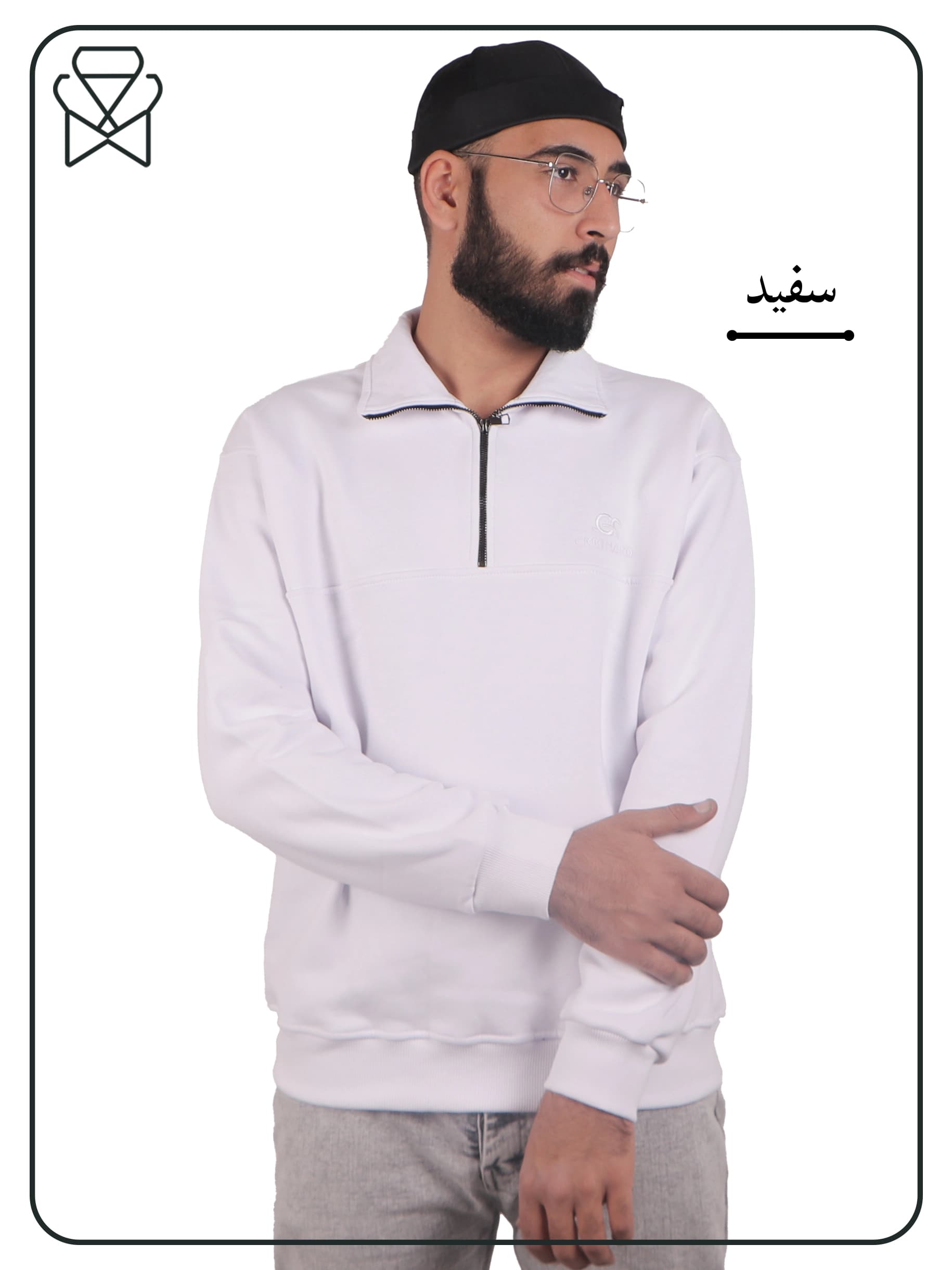 بلوز نیم زیپ مردانه دورس پنبه (قواره باکسی) کد 1033 — تصویر ۵