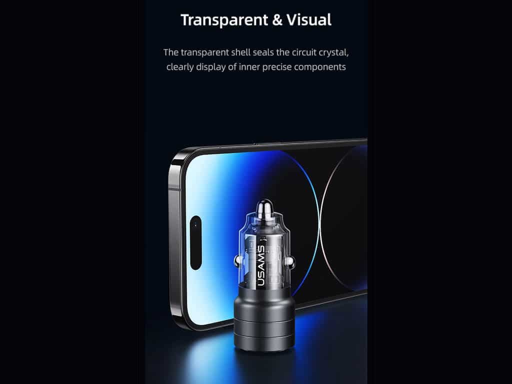 شارژر فندکی فست شارژ ماشین تایپ سی 95 وات یوسامز US-CC176 C36 — تصویر ۵