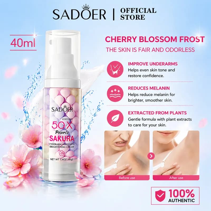 کرم روشن کننده و سفید کننده زیر بغل و بدن سادور 40 گرم — تصویر ۳