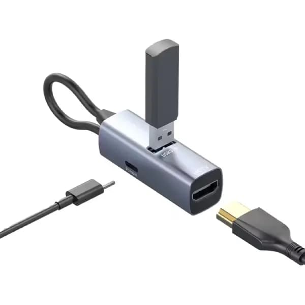 هاب پاورولوژی مدل Powerology Aluminum Mini USB-C Hub 100W PD — تصویر ۳