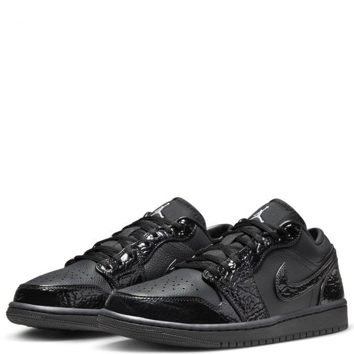 نایک ایر جردن ۱ بدون ساق ورنی تمام مشکی Nike air jordan 1 low black Patent Elephant — تصویر ۴