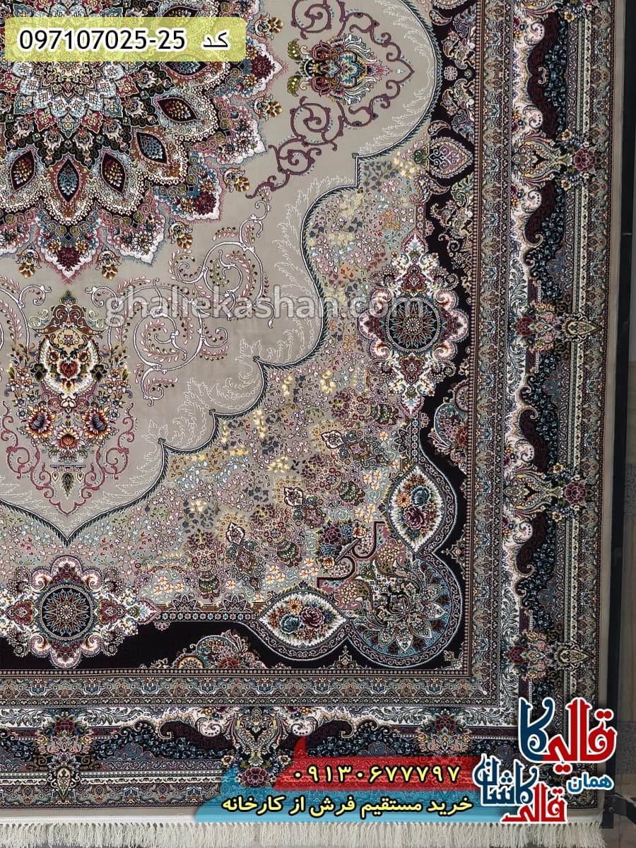 فرش 700 شانه طرح آریا مهر زمینه فیلی کاشان — تصویر ۳