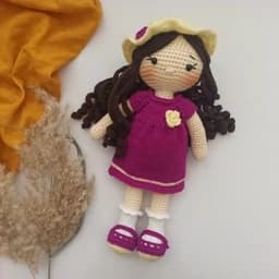 عروسک بافتنی دختر.. مدل اندیا.. قد 30سانت.. عروسک دستبافت.. دخترونه.. اسباب بازی — تصویر ۲