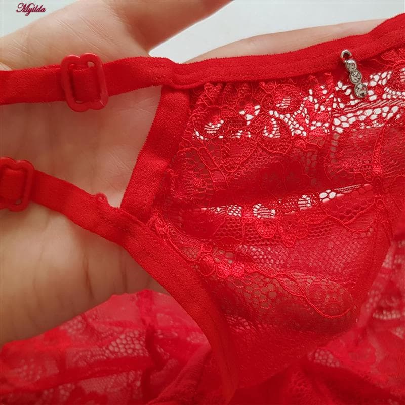 ست شورت و سوتین زنانه گیپور فانتزی نانسی قرمز کد 4691-8585 — تصویر ۵