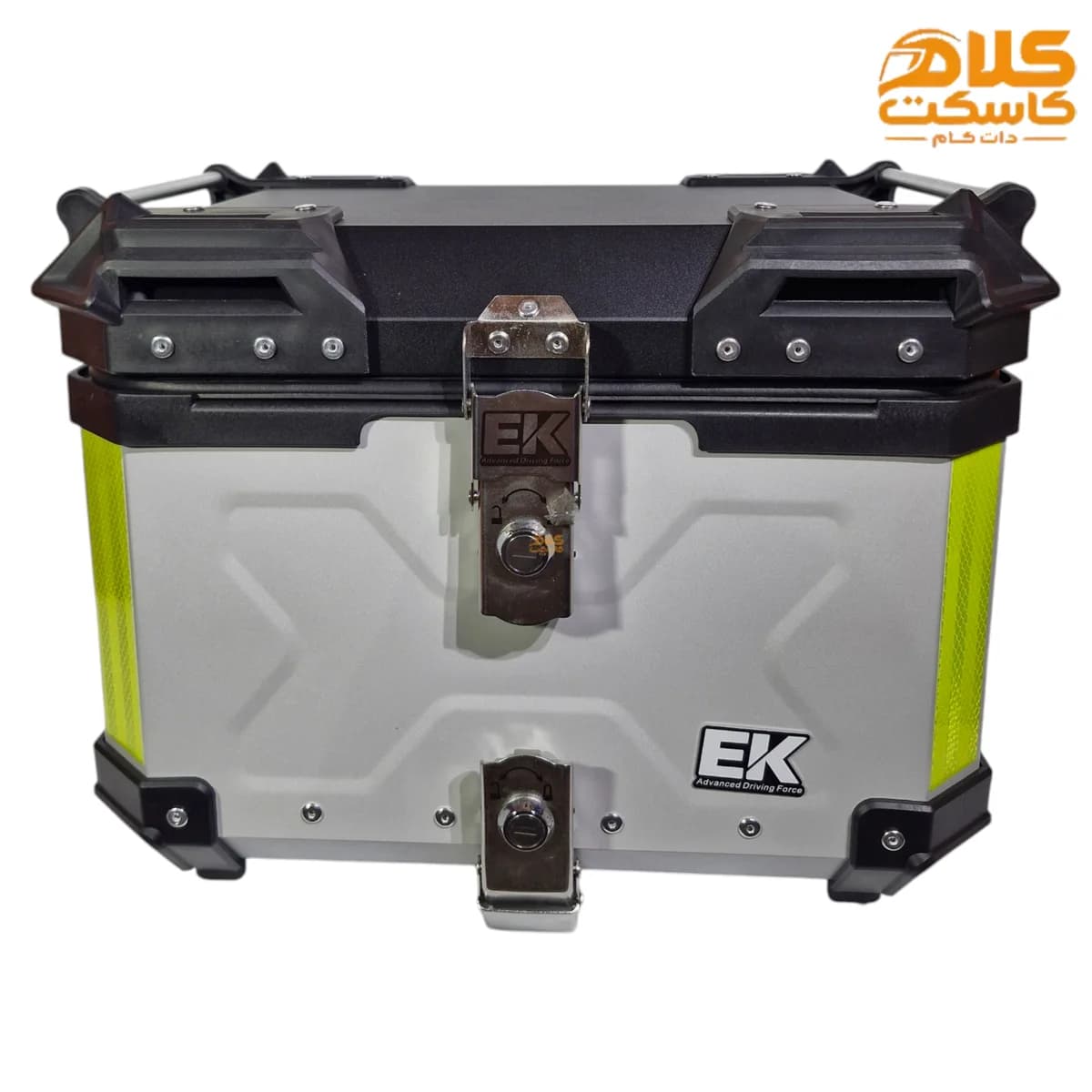 باکس موتور سیکلت 45 لیتری فلزی EK نقره ای — تصویر ۴