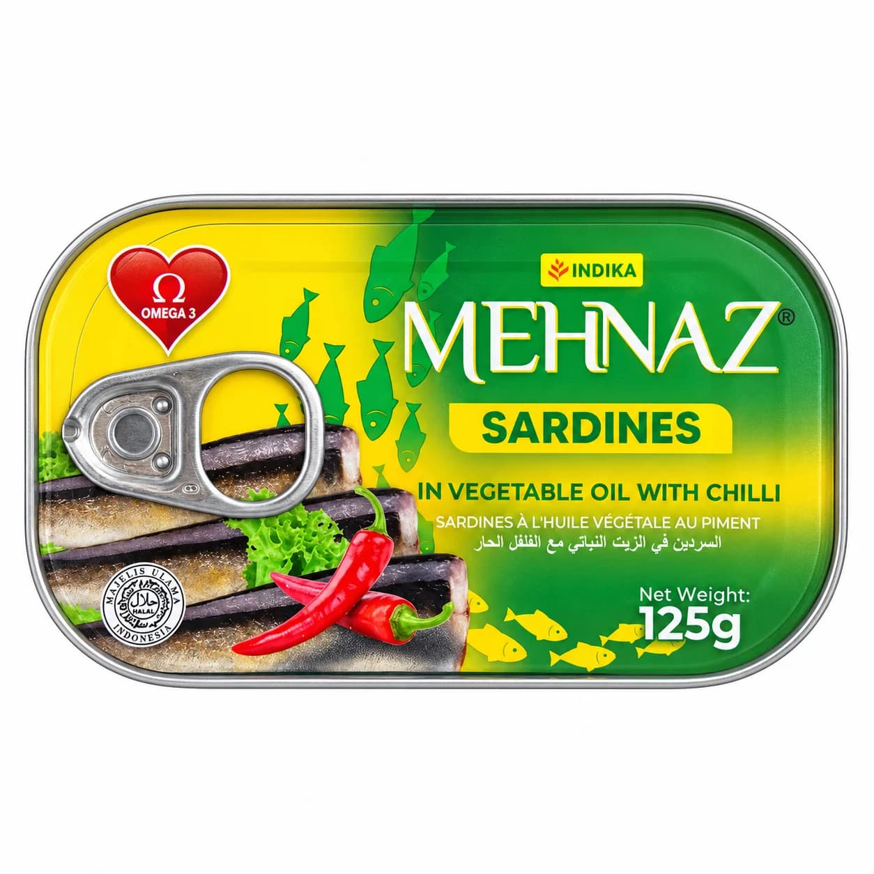 کنسرو ماهی ساردین MEHNAZ مدل Sardines In Vegetable Oil کنسرو ماهی ساردین MEHNAZ مدل Sardines in Vegetable Oil with Chilli اصل اورجینال وارداتی وزن ۱۲۵ گرم وزن ۱۲۵ گرم — تصویر ۲