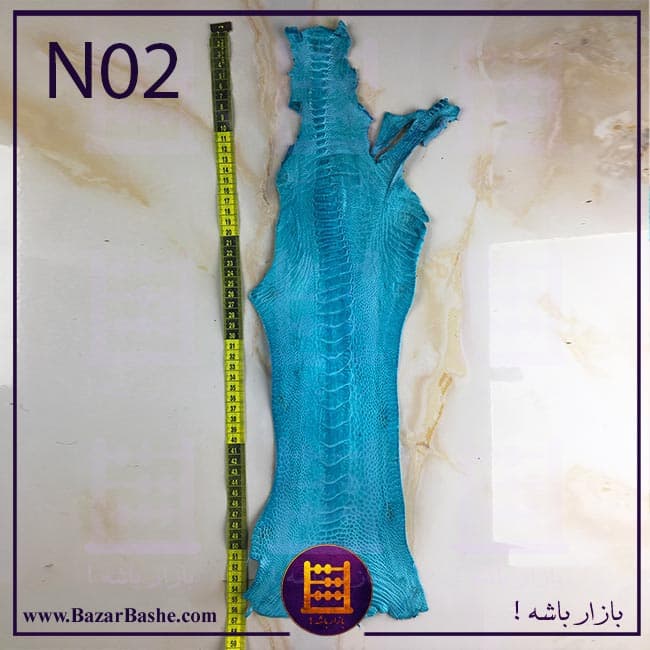 چرم طبیعی ساق پای شترمرغ سورت یک صادراتی رنگ آبی فیروزه ای — تصویر ۳