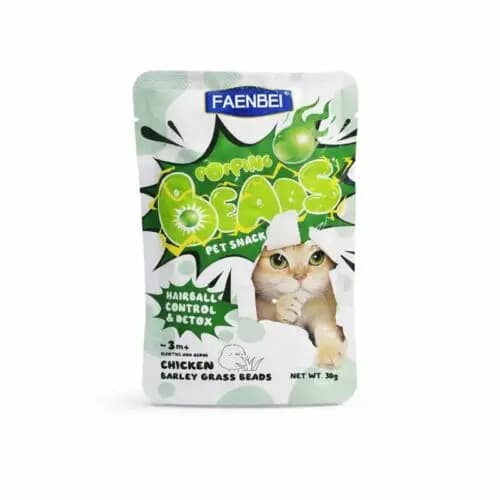 پوچ گربه فنبی کنترل گلوله مویی با طعم مرغ و جوانه جو