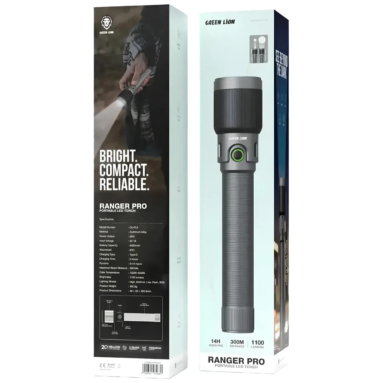 چراغ قوه گرین لاین مدل Ranger Pro با نور مهتابی — تصویر ۳