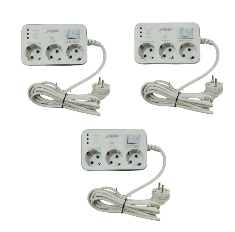 محافظ ولتاژ فروزش مدل سه خانه ارت دار کد FR300 بسته 3 عددی