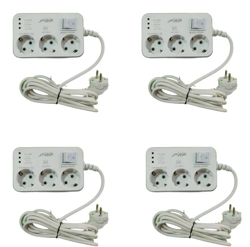 محافظ ولتاژ فروزش مدل سه خانه ارت دار کد FR300 بسته 4 عددی