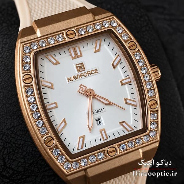 ساعت مچی اورجینال زنانه موتور ژاپن برند نیوی فورس مدل NF5071 بند رابر — تصویر ۸