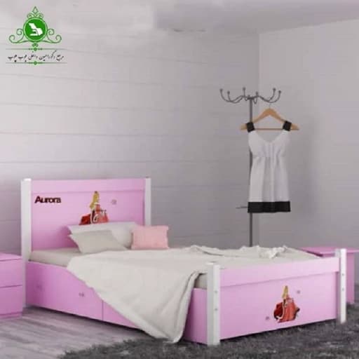 تخت خواب یک نفره دخترانه مدل ساغر با کشو بدون تشک مبلمان فرنا مدل 1143165
