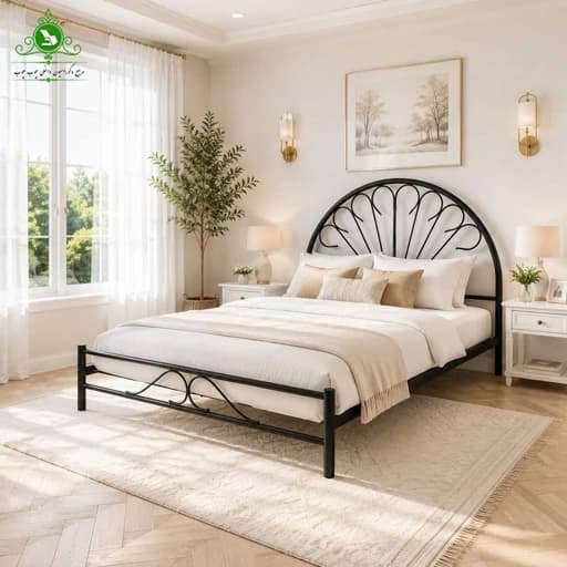 تخت خواب دو نفره مدل طاووسی بدون کشو بدون تشک مبلمان فرنا مدل 1143161