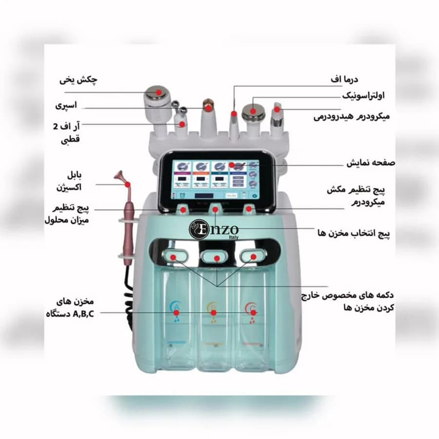 دستگاه هیدروفیشیال 7 کاره انزو بابل اکسیژن Enzo Italy — تصویر ۲