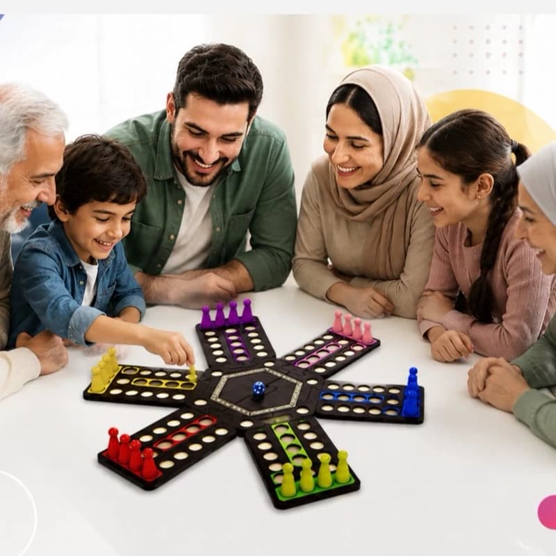 بازی منچ خانواده 6 نفره و 4 نفره با کیف چرمی جنس چوبی