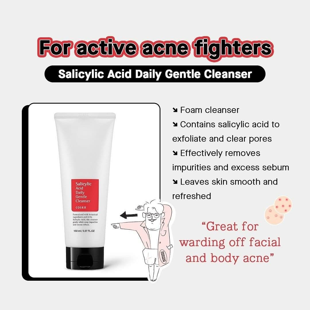 فوم شوینده روزانه سالیسیلیک اسید کوزارکس COSRX Salicylic Acid Daily Gentle Cleanser مناسب پوست های مختلط و چرب کوزارکس 150 میلی لیتر — تصویر ۶