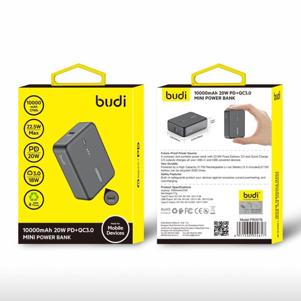 پاوربانک مینی 20 وات بودی مدل Mini Power Bank PB097B با ظرفیت 10000 میلی آمپر — تصویر ۵