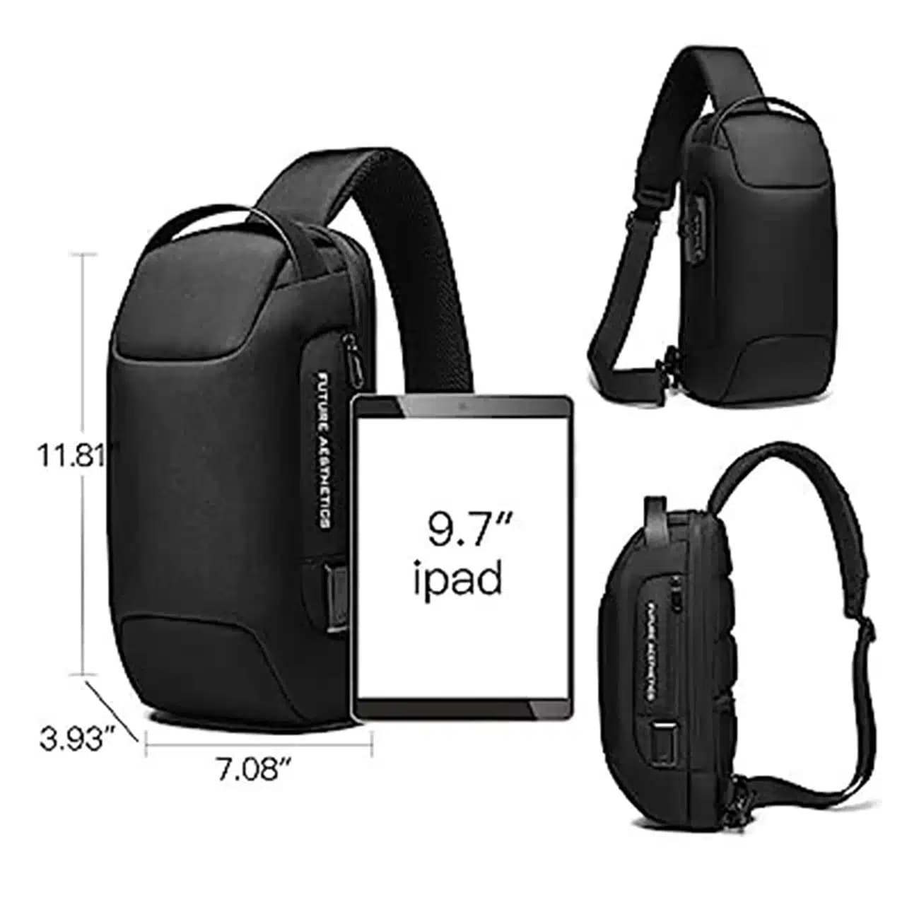 کیف کراس بادی مردانه بنج اصل BANGE BG-22085 رمز دار با پورت USB — تصویر ۸