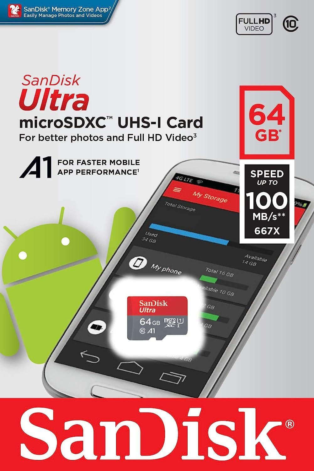 کارت حافظه میکرو اس دی 64 گیگ کلاس 10 برند SanDisk سرعت 140MB/s — تصویر ۴