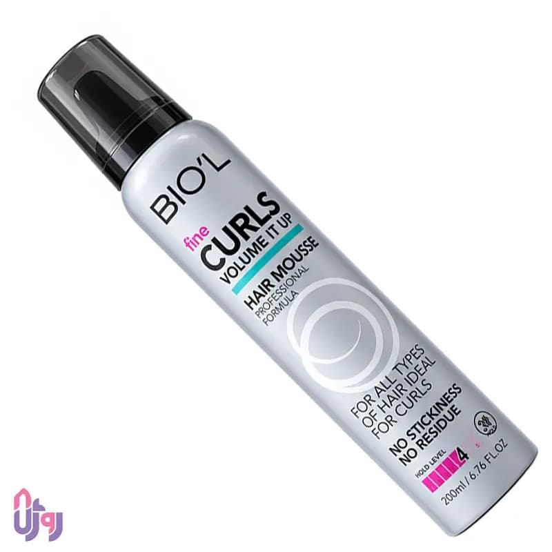 اسپری مو بیول Biol مدل موس حالتدهنده و حجمدهنده Fine Curls Volume Tube Hair Mousse نگهدارندگی 4 Strong Hold حجم200میل — تصویر ۲
