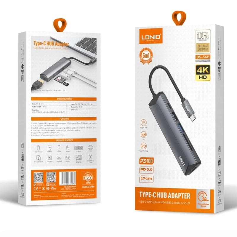 هاب 6 پورت USB-C الدینیو مدل Ldnio DS-56H — تصویر ۳