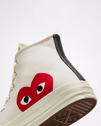 کانورس آل استار ساقدار پلی قلبی تمام سفید Converse all stars play white — تصویر ۴