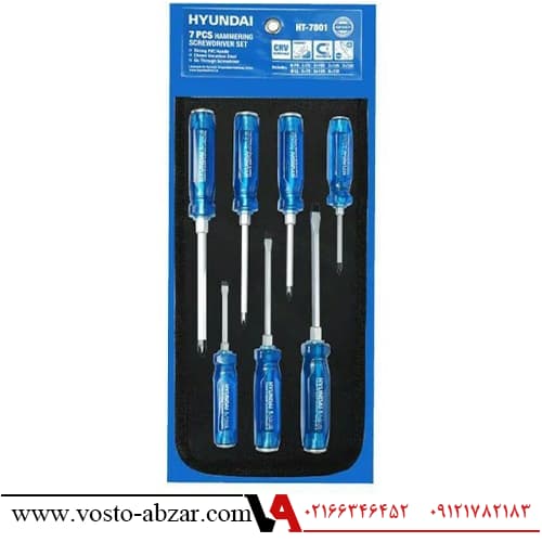ست پیچ گوشتی ضربه خور ۷ عددی هیوندای مدل HT-7801