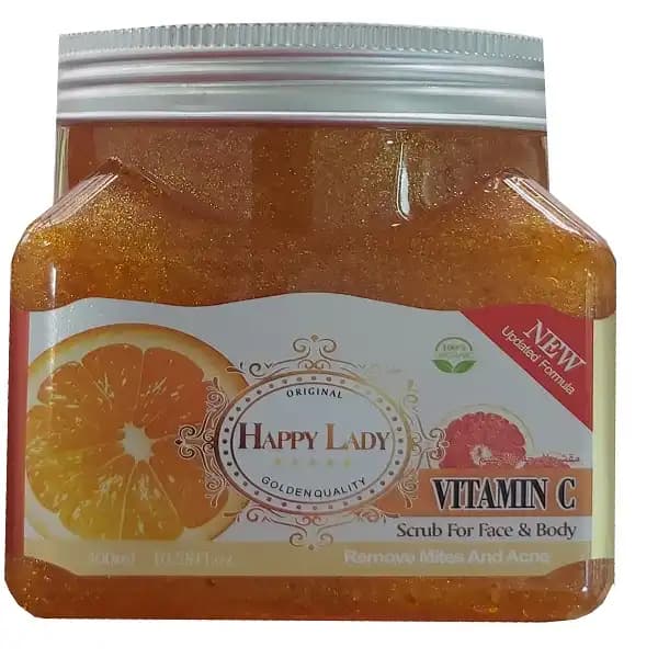 اسکراب صورت و بدن Happy Lady مدل ویتامین سی 300 میل