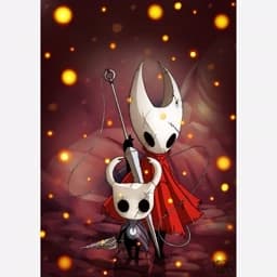 عروسک هورنت Hornet شوالیه توخالی بازی هالو نایت Hollow Knight Silksong بافتنی دستباف سایز متوسط سفیرباف — تصویر ۳