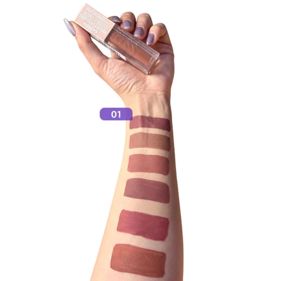 رژ لب مایع گابرینی براق (لیپ گلاس) Nude Velvet شماره 01 اورجینال — تصویر ۳