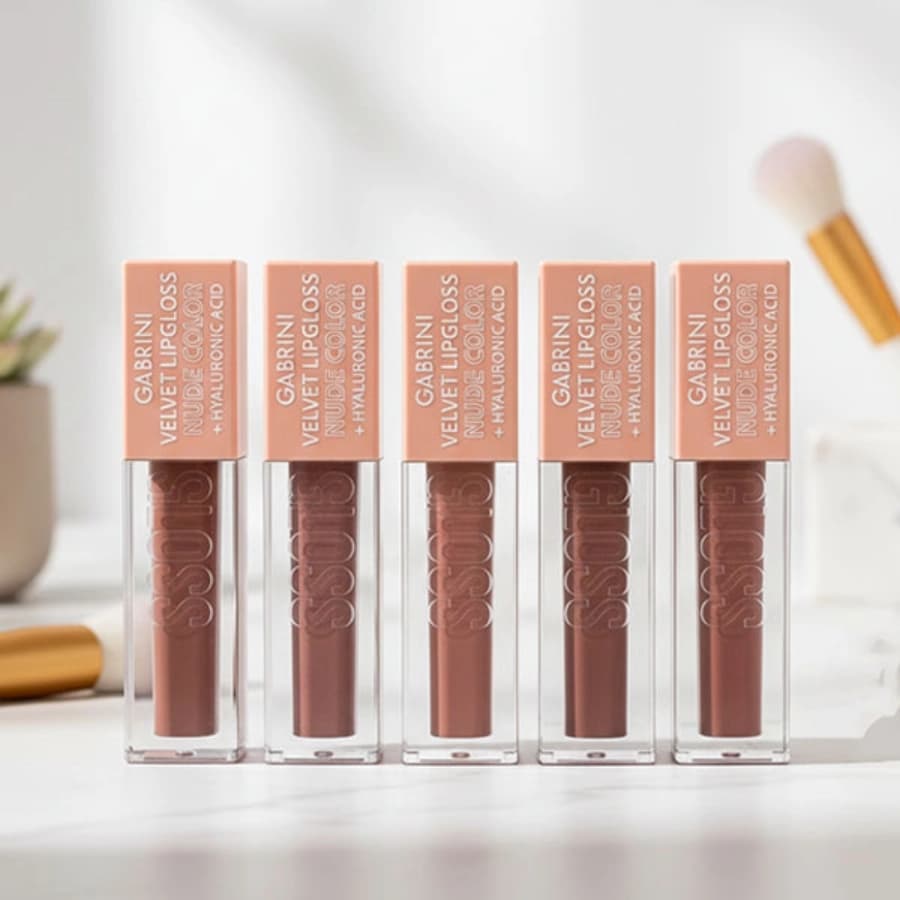 رژ لب مایع گابرینی براق (لیپ گلاس) Nude Velvet شماره 01 اورجینال — تصویر ۴