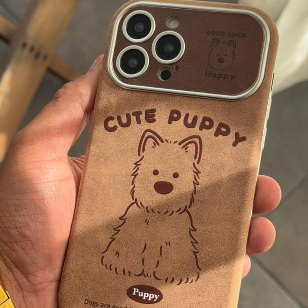 قاب چرم سنگشور سگ کیوت پاپی مدل Cute Puppy مناسب برای گوشی موبایل اپل آیفون Apple iPhone 12 Pro / 12 Pro Max / 13 Pro / 13 Pro Max / 14 Pro Max / 15 / 15 Pro Max / 16 / 16 Pro / 16 Pro Max — تصویر ۳