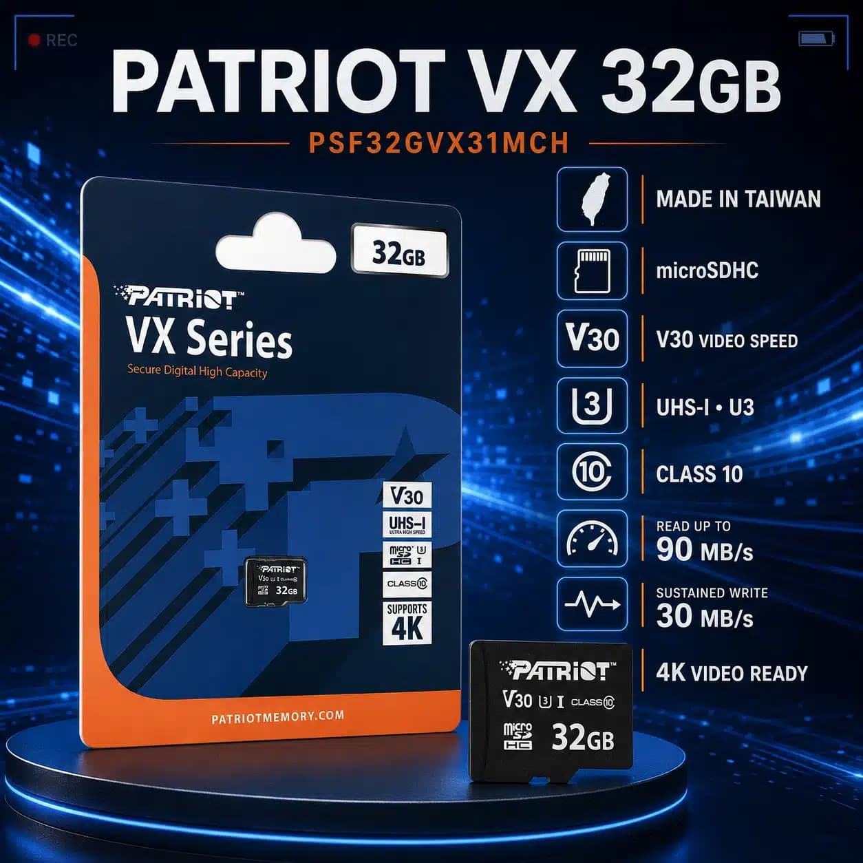 کارت حافظه میکرو اس دی پاتریوت PATRIOT مدل PSF32GVX31MCH ظرفیت 32GB — تصویر ۵