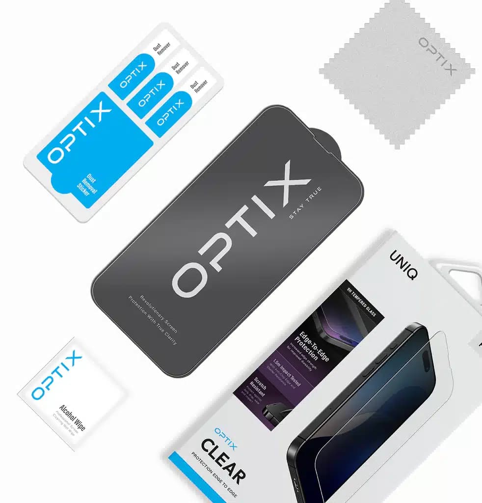 گلس شفاف یونیک مناسب آیفون ۱۶ پرو و ۱۷ پرو مدل UNIQ Optix Clear iPhone 16/17 Pro — تصویر ۳
