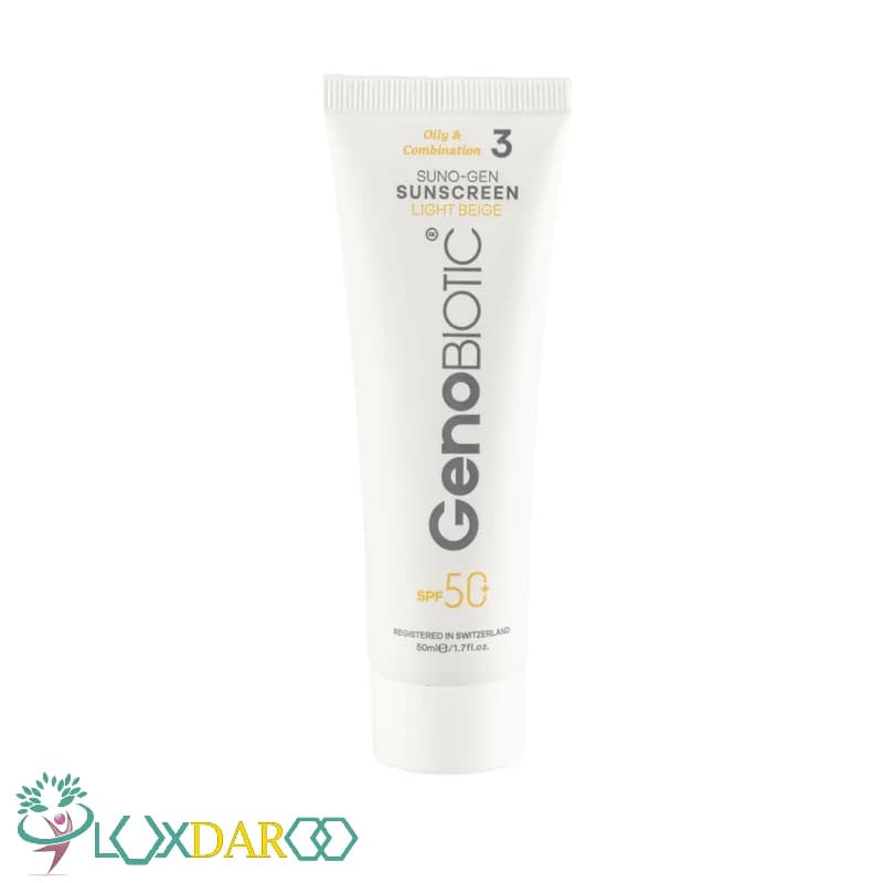 کرم ضد آفتاب رنگی ژنوبایوتیک مخصوص پوست چرب و مختلط SPF50