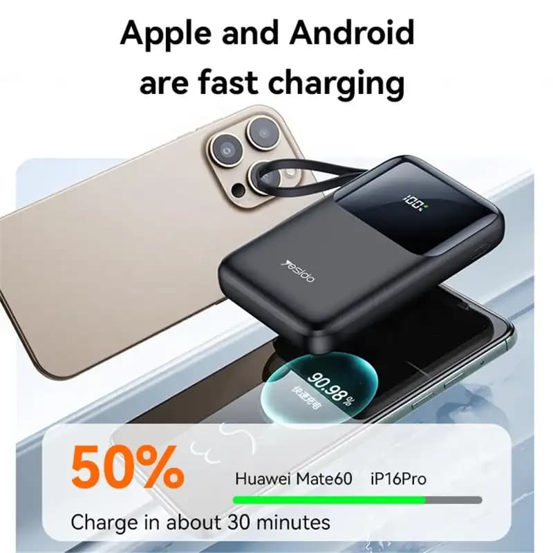 پاوربانک با ظرفیت 10000mAh هزار و شارژ سریع PD 20W یسیدو مدل Yesido YP71 — تصویر ۲