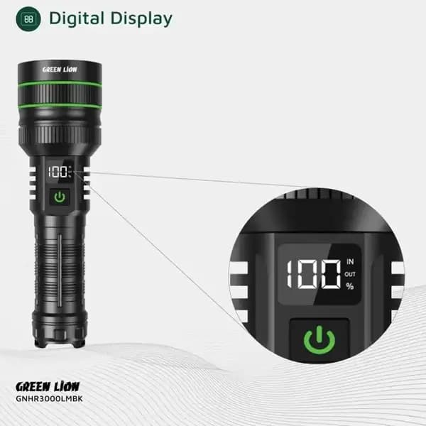 چراغ قوه شارژی گرین لاین Green Lion Hyper Ray Pro LED Torch GNHR3000LMBK — تصویر ۷