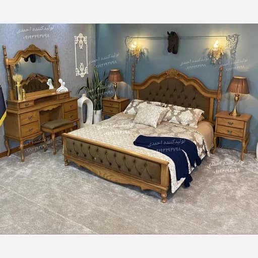 سرویس خواب دونفره چوبی الیزابت پرفروش جدید مبلمان فرنا مدل 1142859