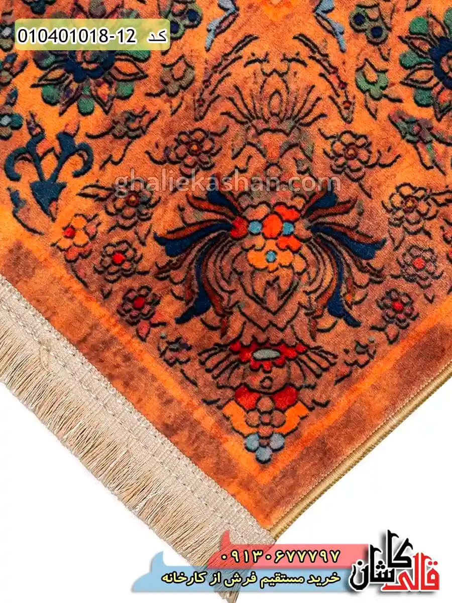 فرش وینتیج 1000 شانه طرح افشان ساروق زمینه قهوه ای کاشان — تصویر ۷