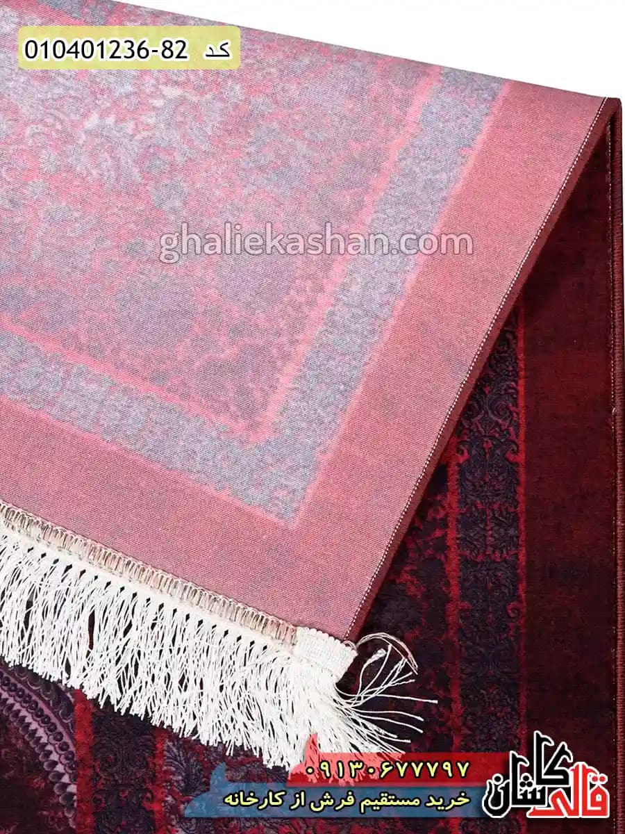 فرش 1200 شانه طرح شکوفه خرم زمینه قرمز شرابی کاشان — تصویر ۳