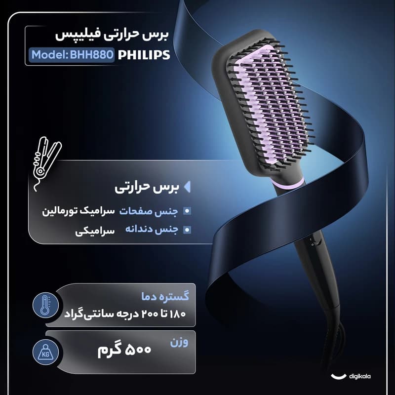 برس حرارتی فیلیپس مدل Philips BHH880 | سرامیکی، 2 دما و گرمشدن سریع — تصویر ۷