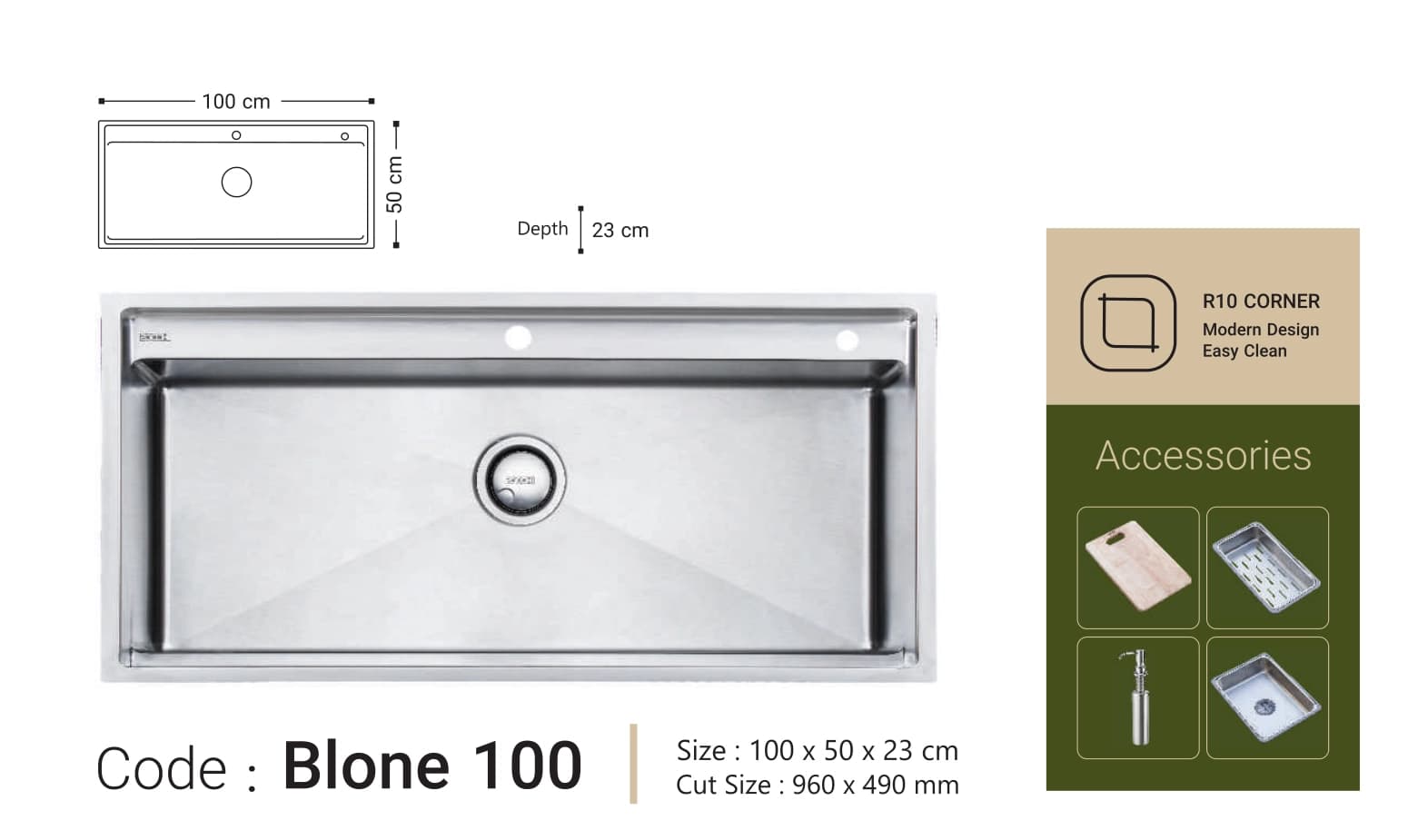 سینک ظرفشویی بوچی Bocchi مدل بلونه ۱۰۰ Blone 100