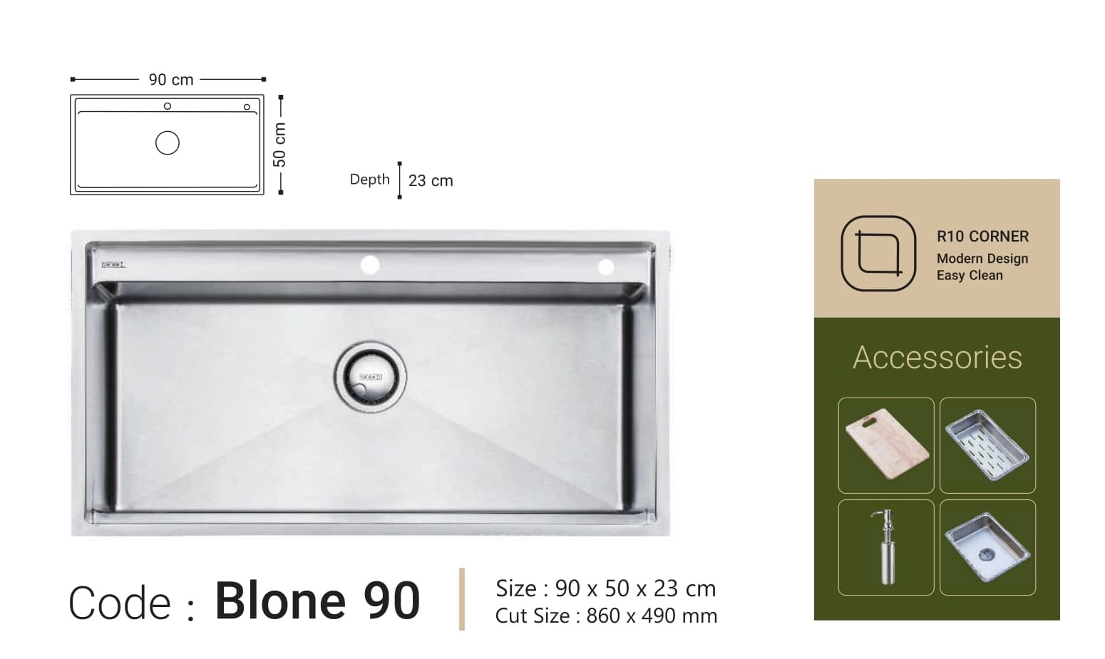 سینک ظرفشویی بوچی Bocchi مدل بلونه ۹۰ Blone 90