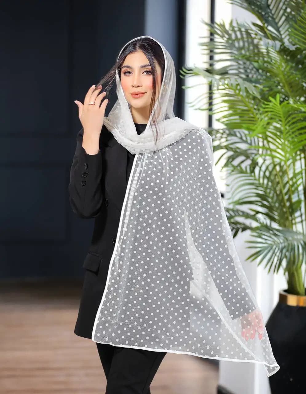 شال توری نوارگان (سفید) کد 4092