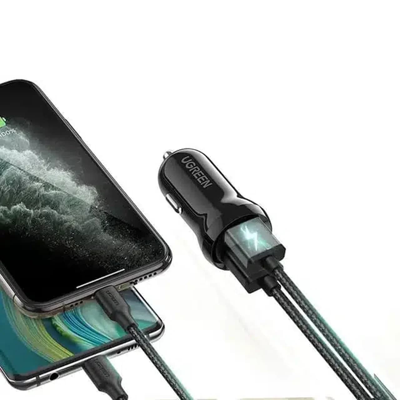 شارژر فندکی فست دو پورت UGREEN 12W مدل ED018-50875 — تصویر ۲